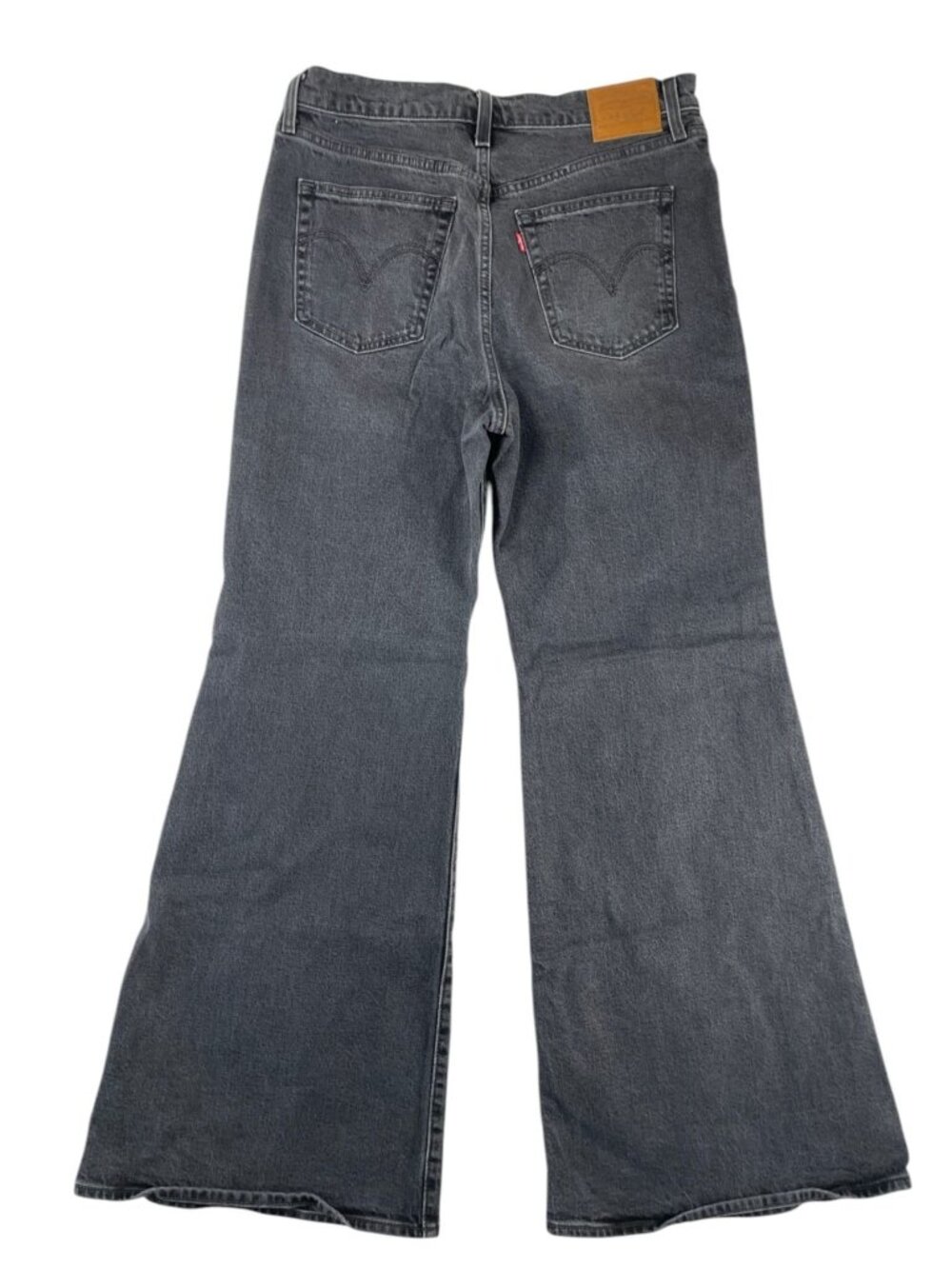 Levi's Ribcage Bell Jeans Black Denim Super High Rise Flare Leg Cotton SZ 31 32" - Picture 2 of 13